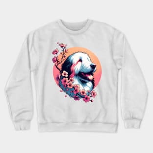 Old English Sheepdog Spring Cherry Blossoms Joy Crewneck Sweatshirt